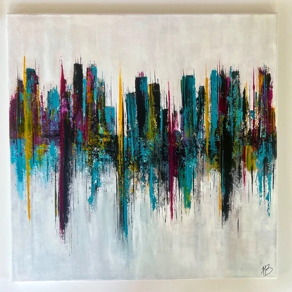 City Lines - Abstract Acrylic Texture Painting20x20 CanvasColorful Art